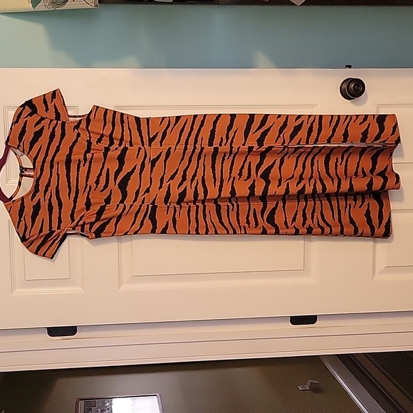 Asos cap sleeves brown black print 2 front slits dress size 6 - Picture 2 of 10